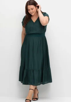 Maxikleid mit Smokbund und Volant am Saum<sheego New