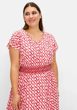 Maxikleid mit Smokbund und Grafikprint<sheego Outlet