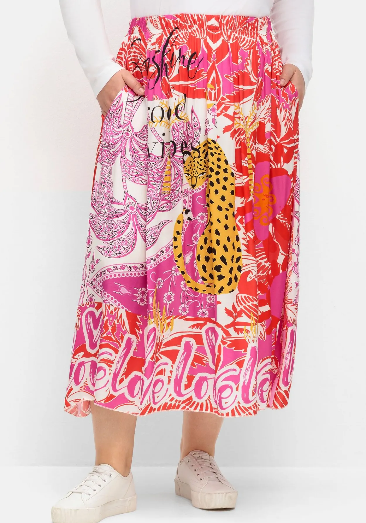 Maxirock im Mustermix, aus Viskose-Satin<sheego loves miss goodlife Discount