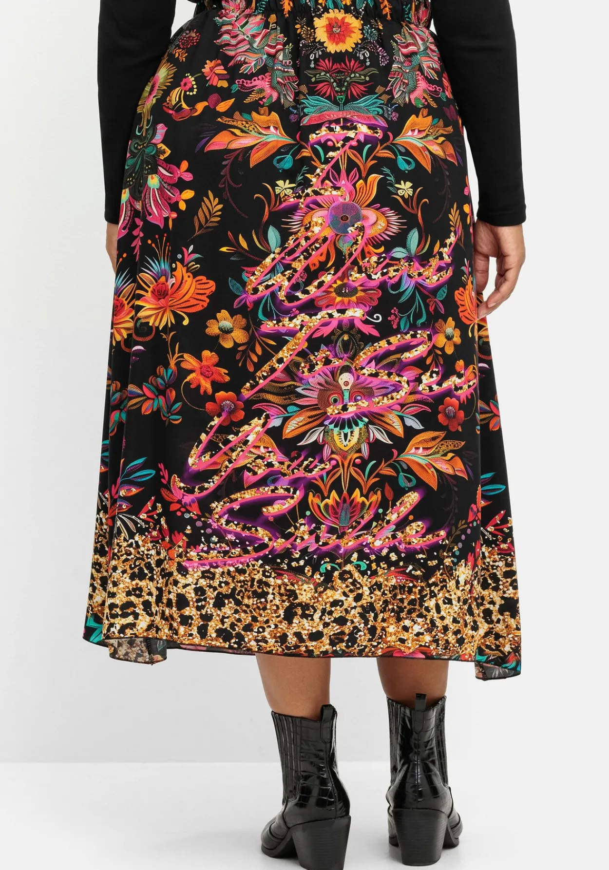 Maxirock mit floralem Print, aus Viskose-Satin<sheego loves miss goodlife Clearance
