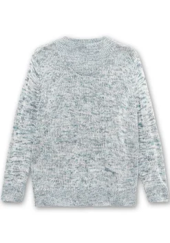 Melierter Strickpullover mit V-Einsatz<sheego Hot