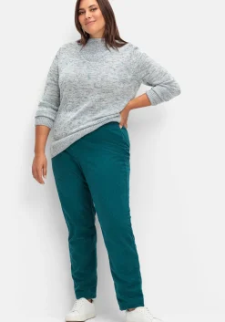 Melierter Strickpullover mit V-Einsatz<sheego Hot