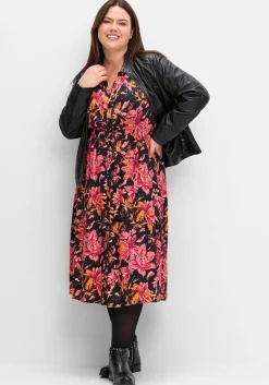 Midikleid aus Crêpe, mit Blumendruck<sheego Clearance