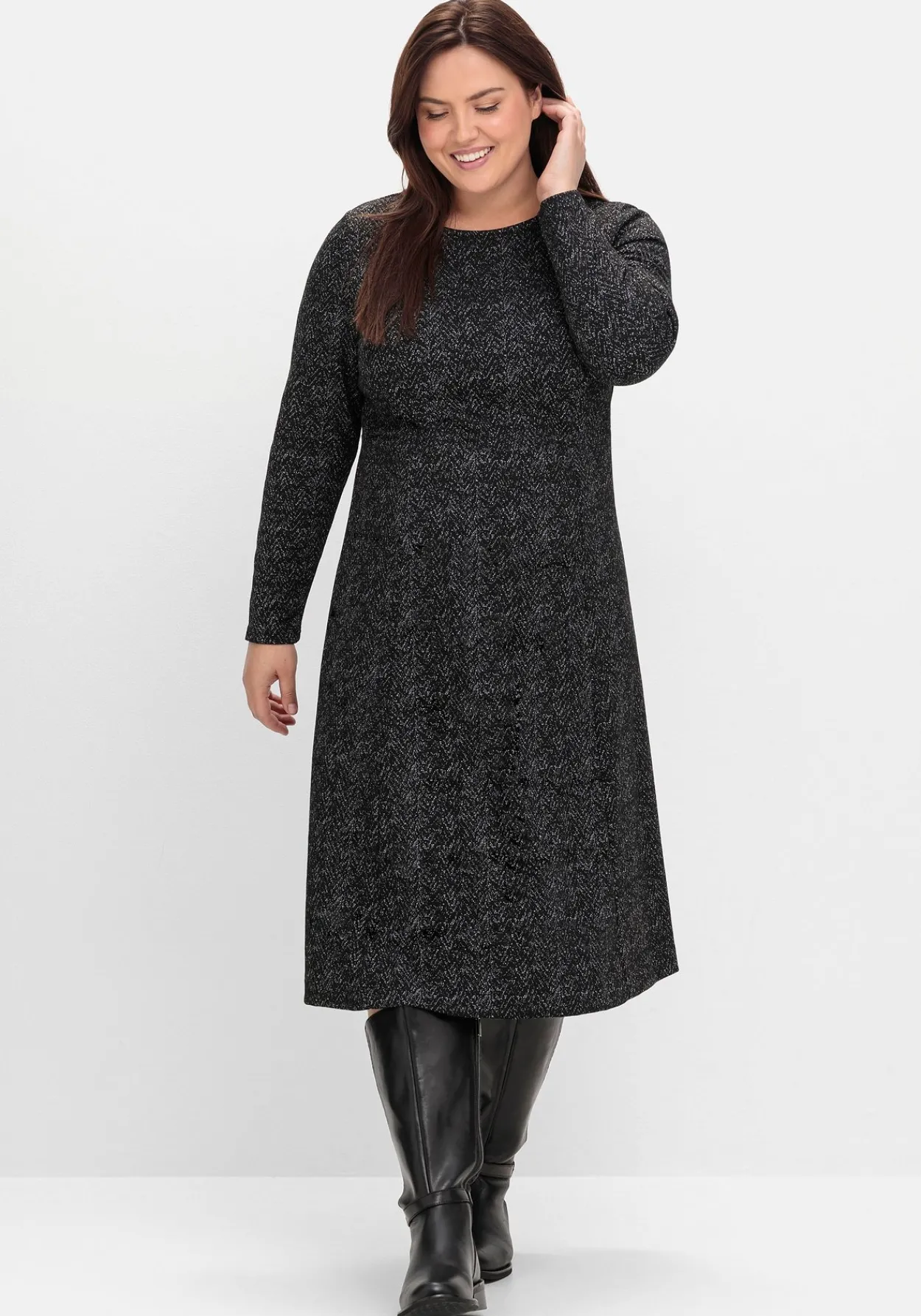 Midikleid aus Interlock, im Jacquardmuster<sheego Online