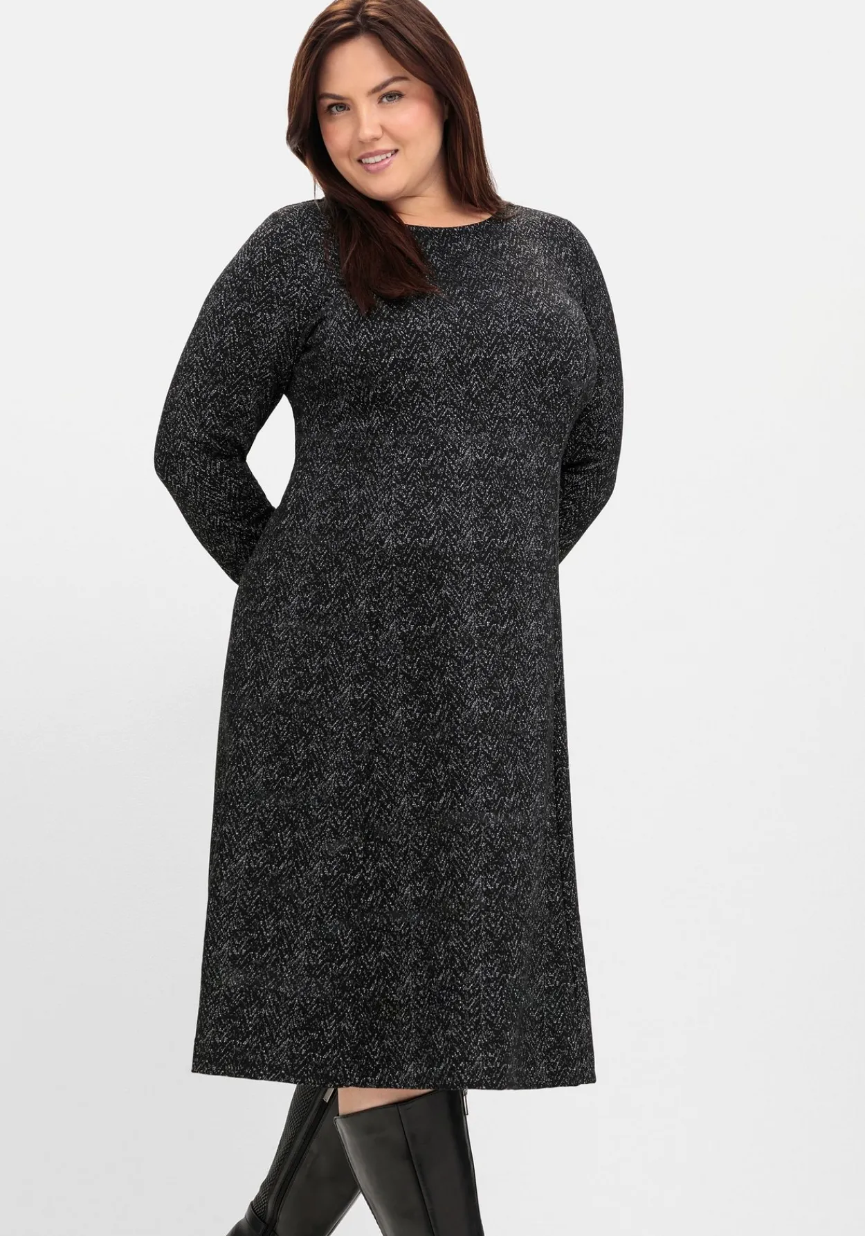 Midikleid aus Interlock, im Jacquardmuster<sheego Online