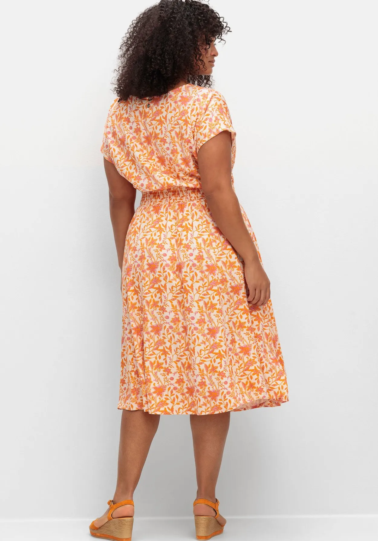 Midikleid mit Smokbund und weitem Rock<sheego Clearance