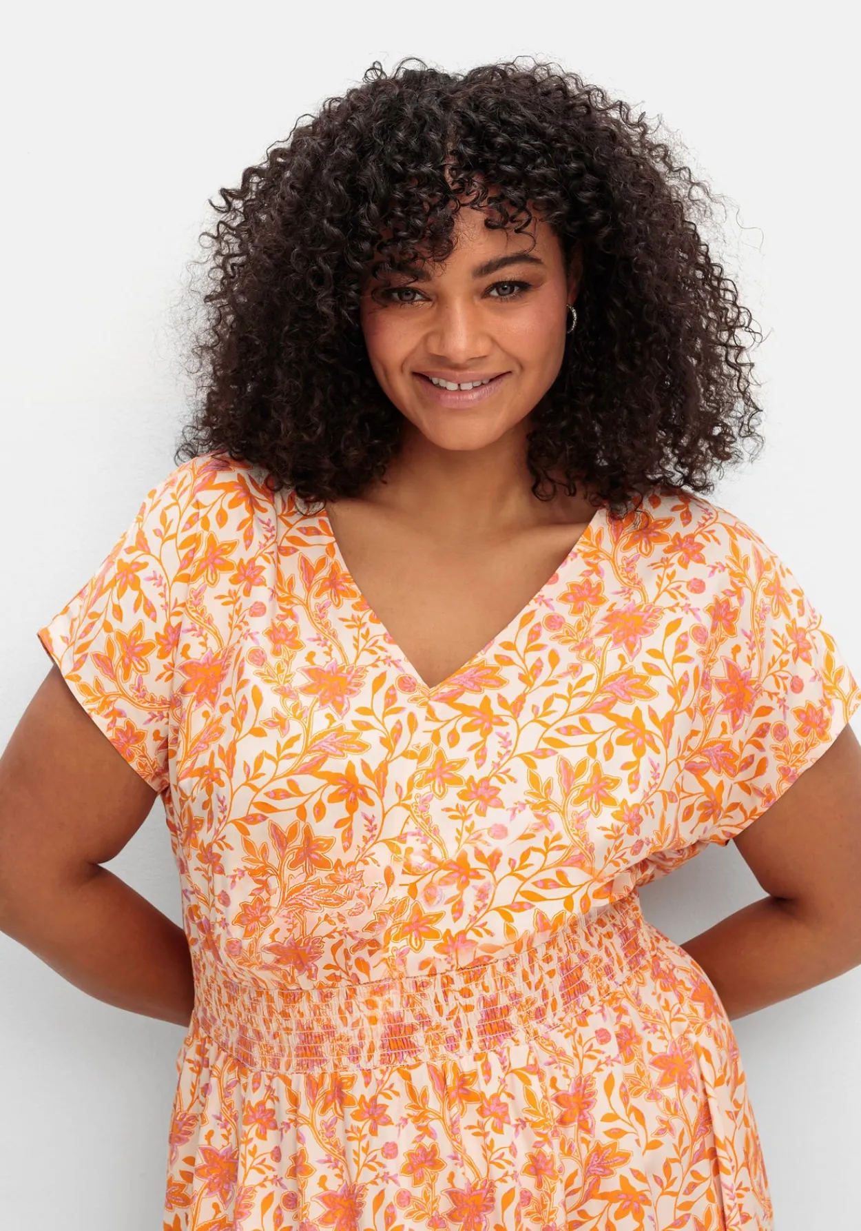 Midikleid mit Smokbund und weitem Rock<sheego Clearance