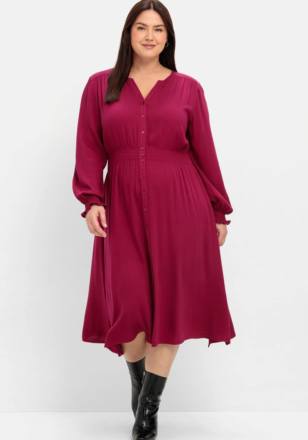 Midikleid mit Smok-Details, aus Viskose<sheego Online