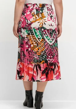 Midirock aus Viskose-Satin, mit Volant am Saum<sheego loves miss goodlife Outlet