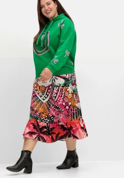 Midirock aus Viskose-Satin, mit Volant am Saum<sheego loves miss goodlife Outlet
