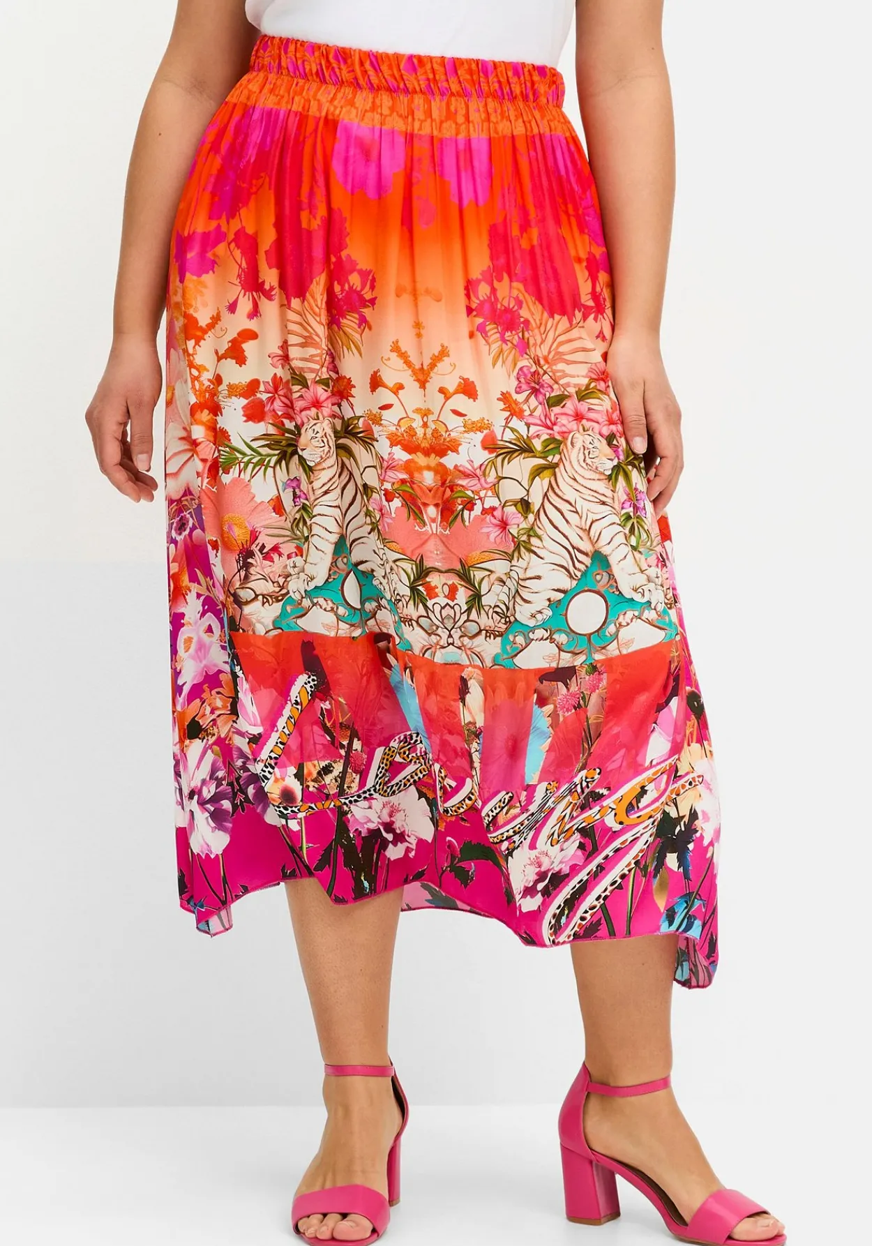 Midirock mit Multicolorprint und Gummizugbund<sheego loves miss goodlife Fashion