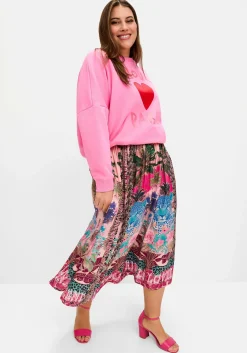 Midirock mit Tropical-Alloverprint<sheego loves miss goodlife Online