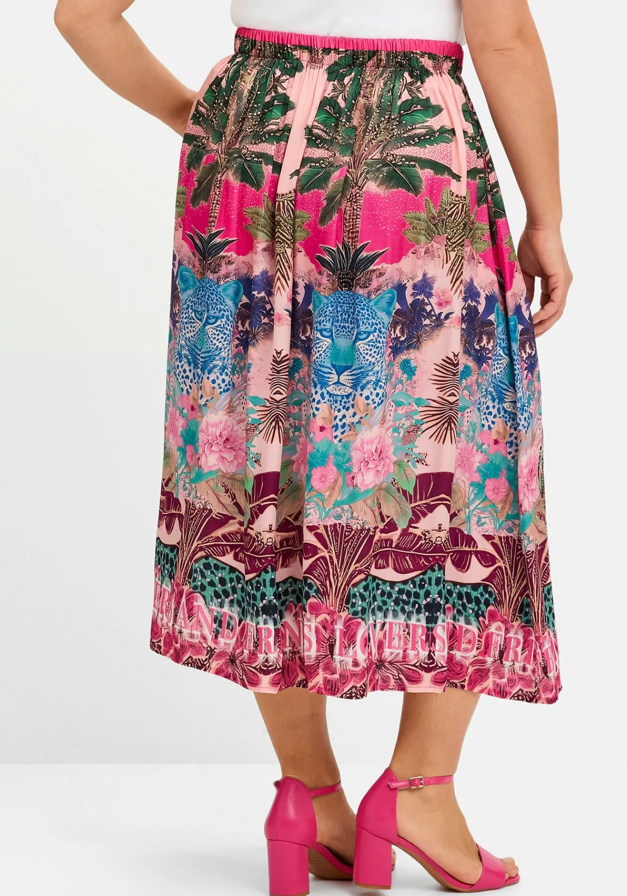 Midirock mit Tropical-Alloverprint<sheego loves miss goodlife Online