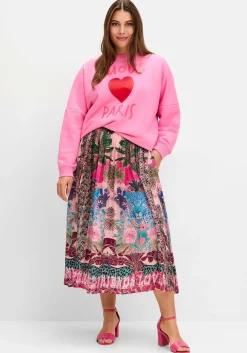 Midirock mit Tropical-Alloverprint<sheego loves miss goodlife Online