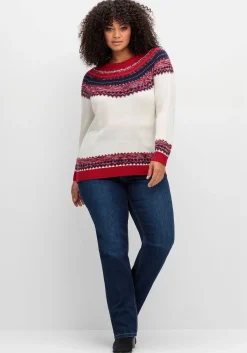 Norwegerpullover im Jacquardstrick, mit Raglanärmeln<sheego Discount