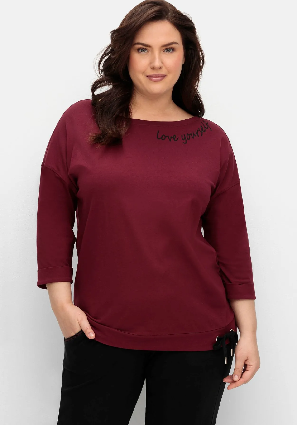 Oversized-Shirt mit Bindeband am Saum<sheego Online