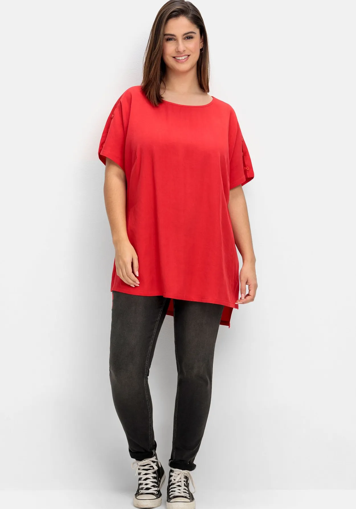 Oversize-Tunika mit geschlitztem Ärmel<sheego Outlet