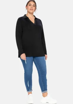 Poloshirt mit langem Arm, aus Viskosejersey<sheego Sale