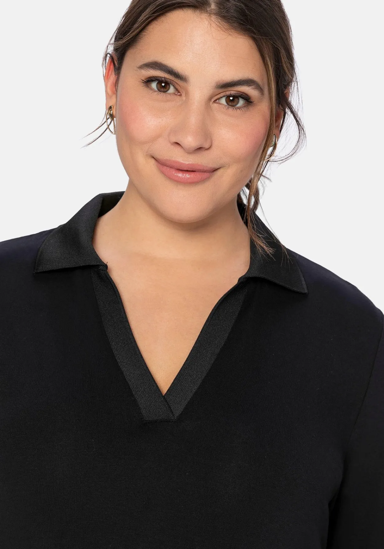 Poloshirt mit langem Arm, aus Viskosejersey<sheego Sale