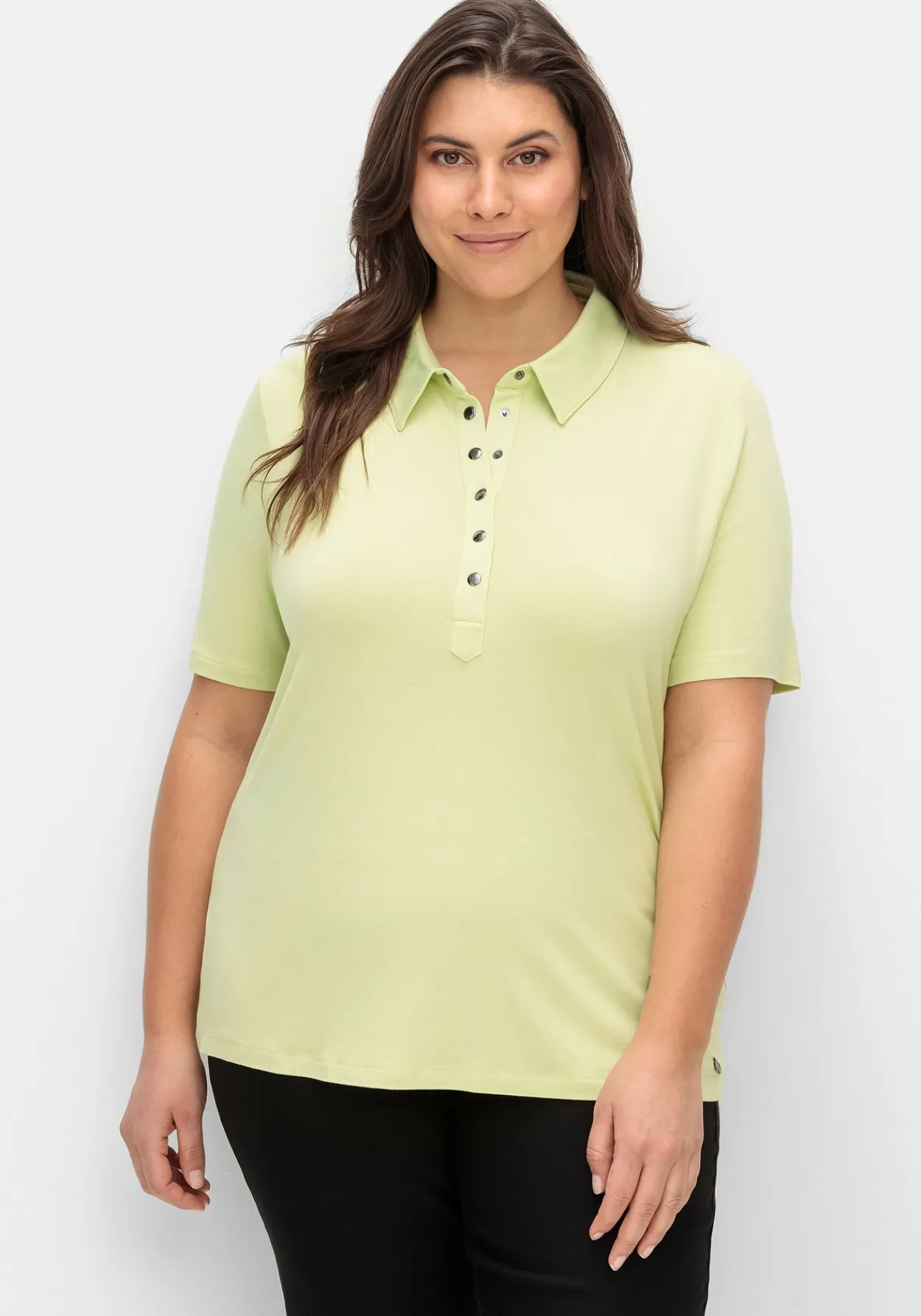 Poloshirt mit Metall-Druckknöpfen<CREATION L PREMIUM Discount