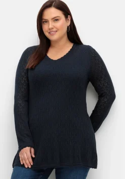 Pullover aus Ajourstrick, in leichter A-Linie<sheego Discount