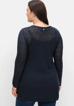 Pullover aus Ajourstrick, in leichter A-Linie<sheego Discount