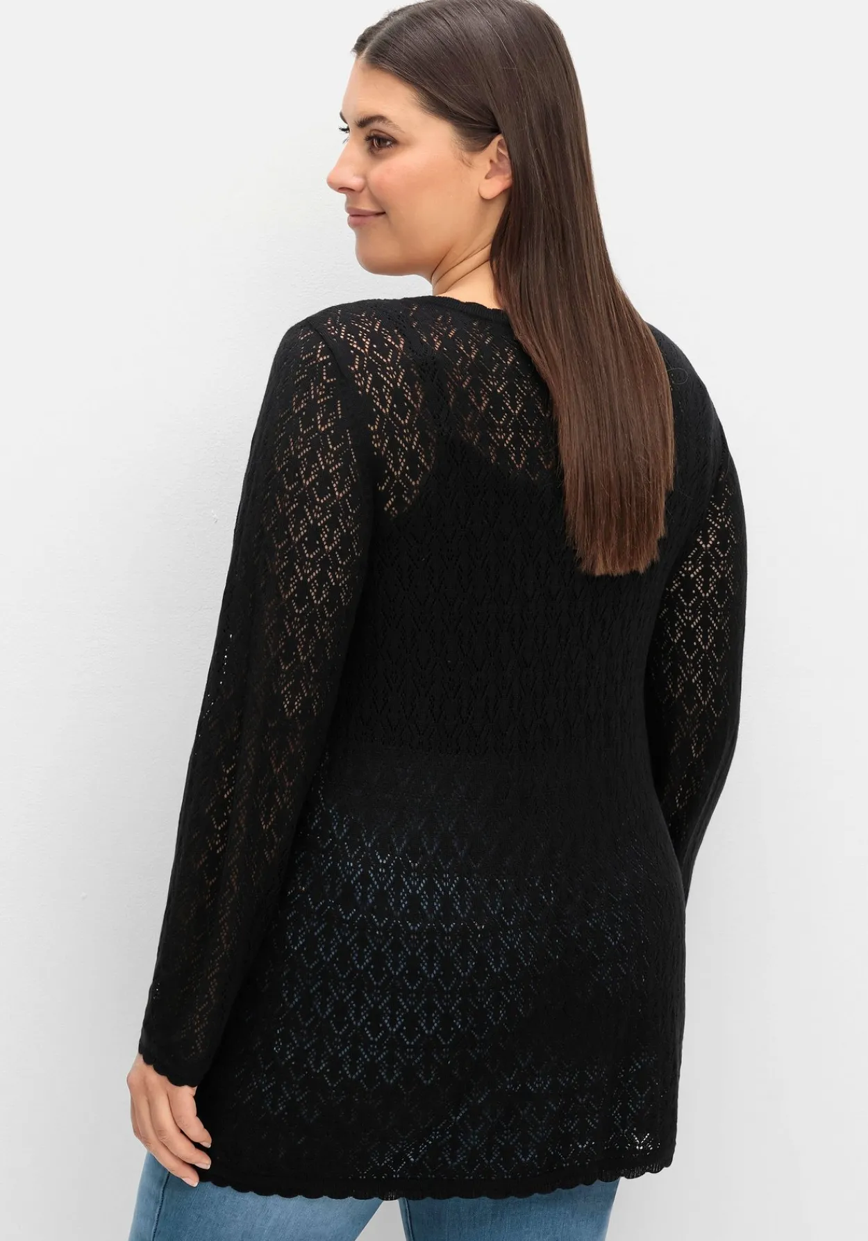 Pullover aus Ajourstrick, in leichter A-Linie<sheego Hot