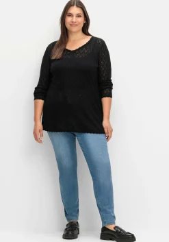 Pullover aus Ajourstrick, in leichter A-Linie<sheego Hot