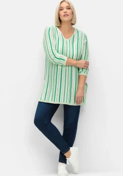 Pullover aus Ajourstrick, mit Längsstreifen<sheego Best