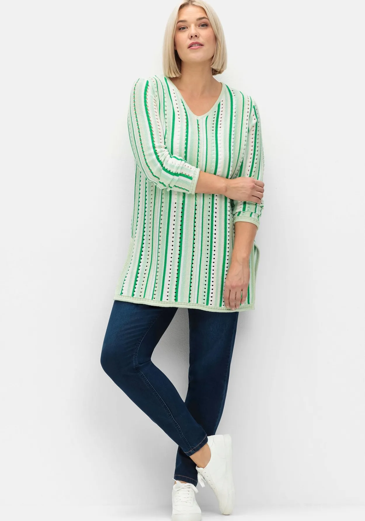 Pullover aus Ajourstrick, mit Längsstreifen<sheego Best