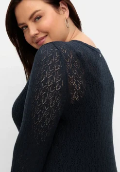 Pullover aus Ajourstrick, in leichter A-Linie<sheego Discount