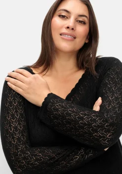 Pullover aus Ajourstrick, in leichter A-Linie<sheego Hot