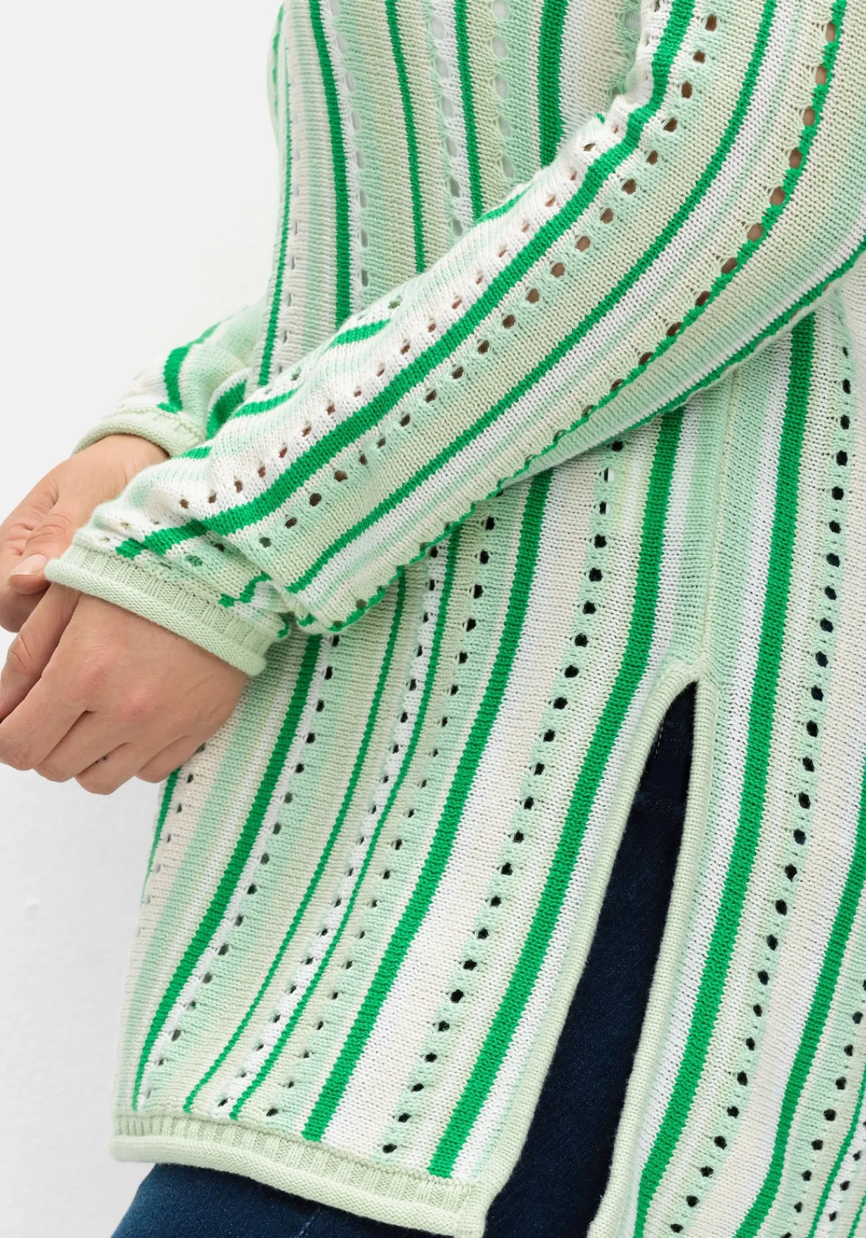 Pullover aus Ajourstrick, mit Längsstreifen<sheego Best