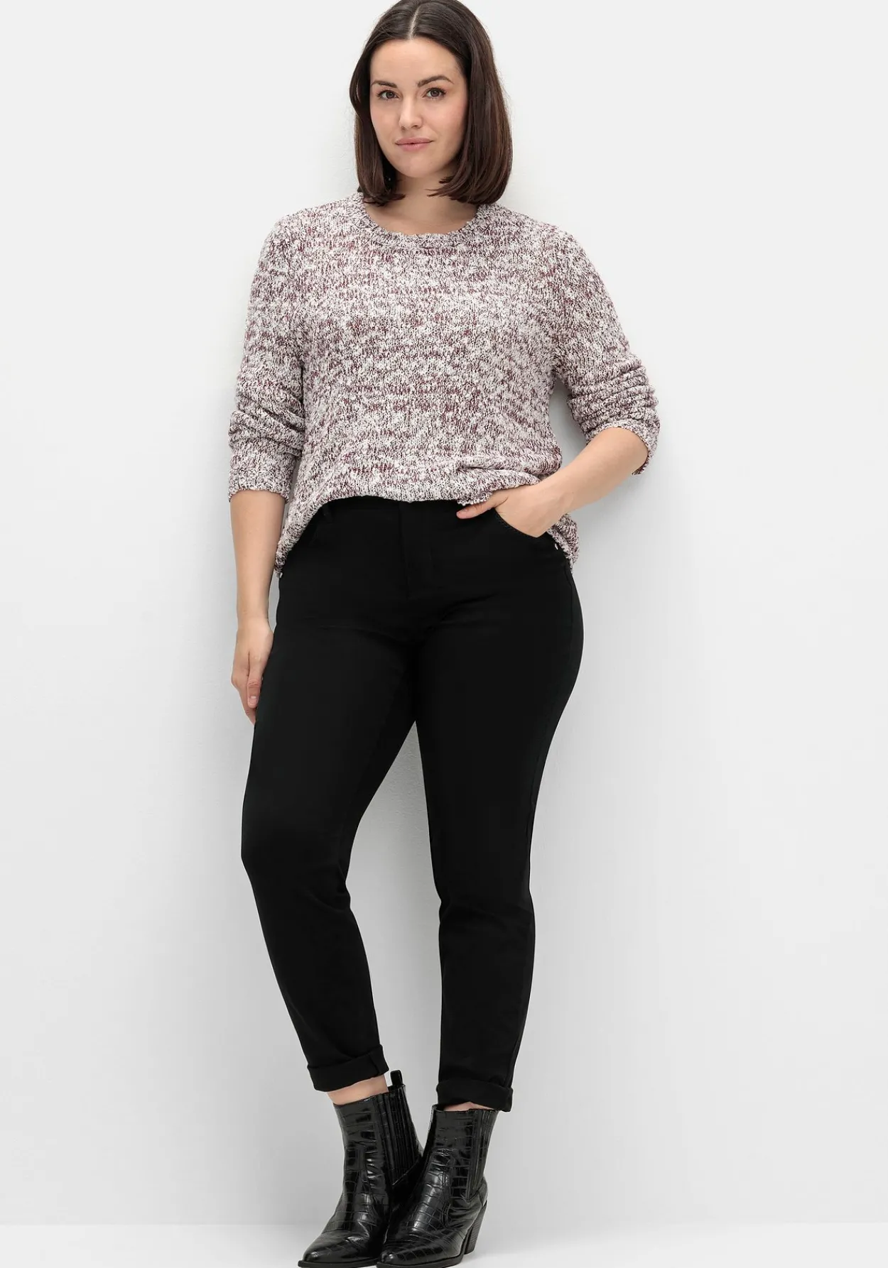 Pullover aus meliertem Effektgarn<sheego Sale
