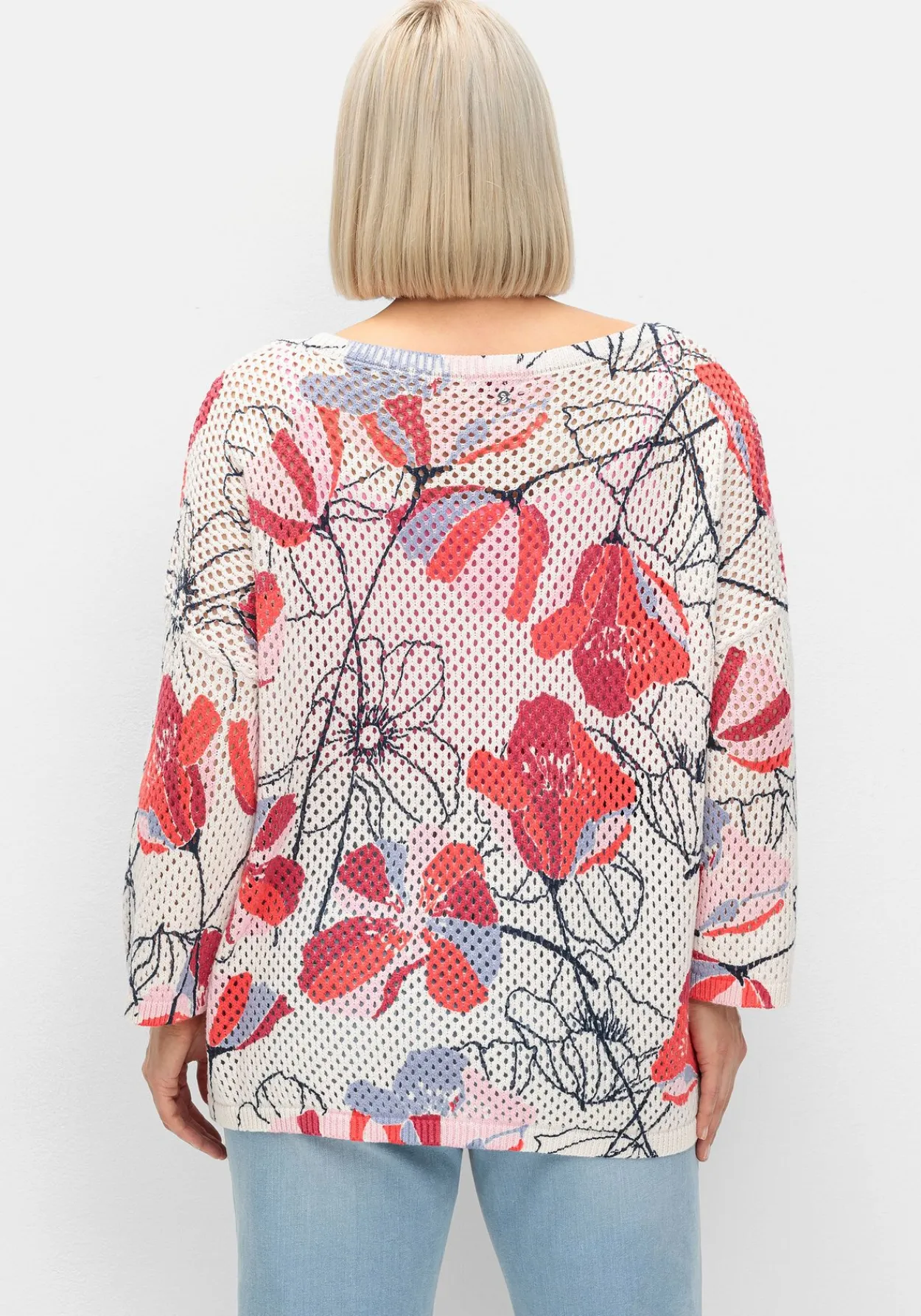 Pullover im Ajourstrick, mit Blumenmuster<sheego Best