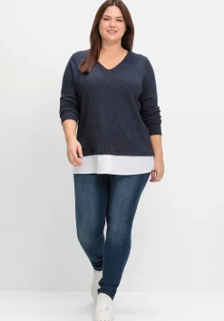 Pullover im Lagenlook, mit Blusenbesatz<sheego Best
