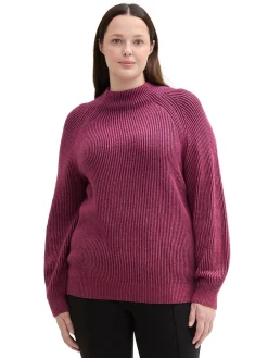 Pullover im Rippstrick, mit Stehkragen<TOM TAILOR Plus Fashion