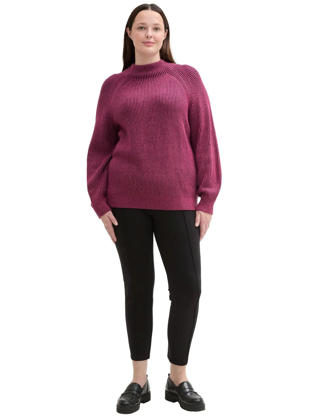 Pullover im Rippstrick, mit Stehkragen<TOM TAILOR Plus Fashion