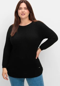 Pullover im Strukturstrick, mit Zierknöpfen seitlich<sheego Clearance