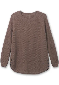 Pullover im Strukturstrick, mit Zierknöpfen seitlich<sheego Sale
