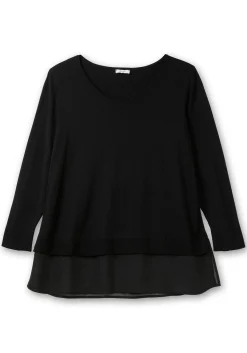 Pullover in A-Linie, mit Chiffonbesatz am Saum<sheego Sale