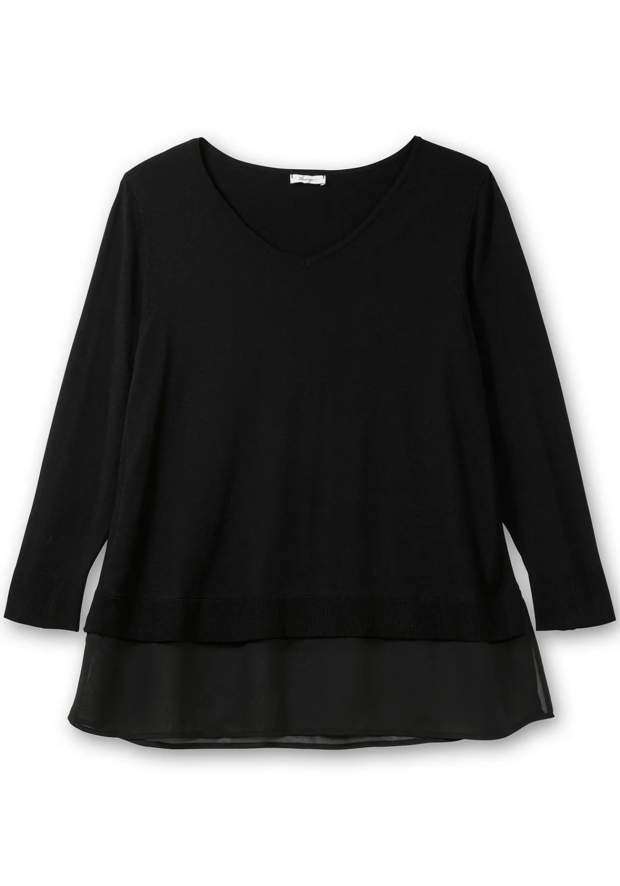 Pullover in A-Linie, mit Chiffonbesatz am Saum<sheego Sale