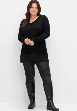 Pullover in A-Linie, mit Chiffonbesatz am Saum<sheego Sale