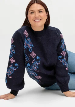 Pullover mit floralem Jacquardmuster<sheego by Joe Browns Outlet