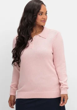 Pullover mit Polokragen, in melierter Optik<sheego Online