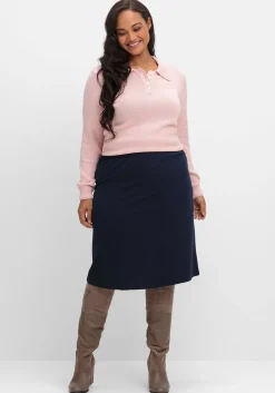 Pullover mit Polokragen, in melierter Optik<sheego Online