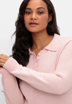 Pullover mit Polokragen, in melierter Optik<sheego Online