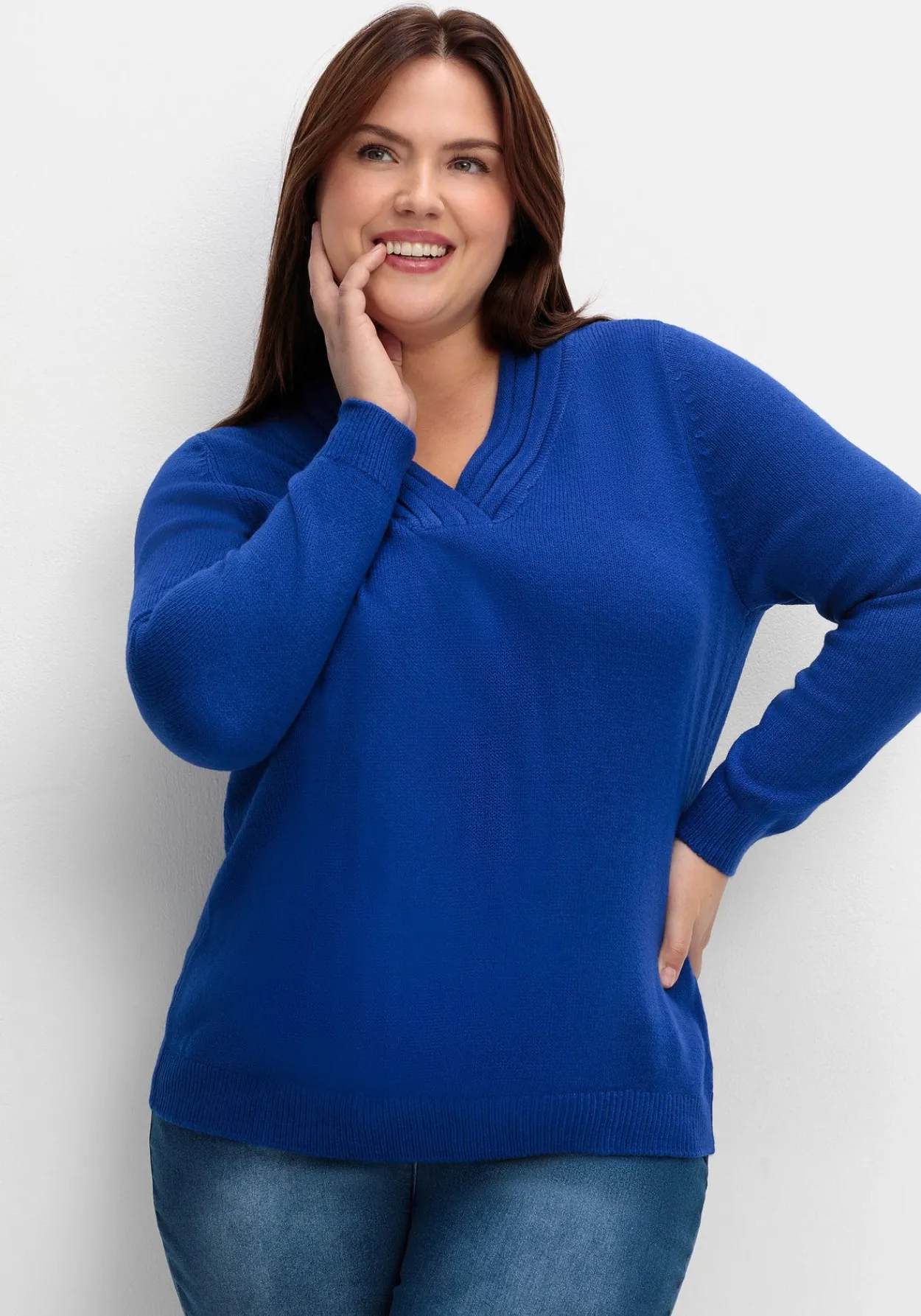 Pullover mit raffiniertem V-Ausschnitt<sheego Clearance
