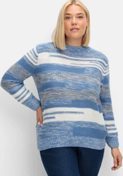 Pullover mit Stehkragen und Blockstreifen<sheego Outlet