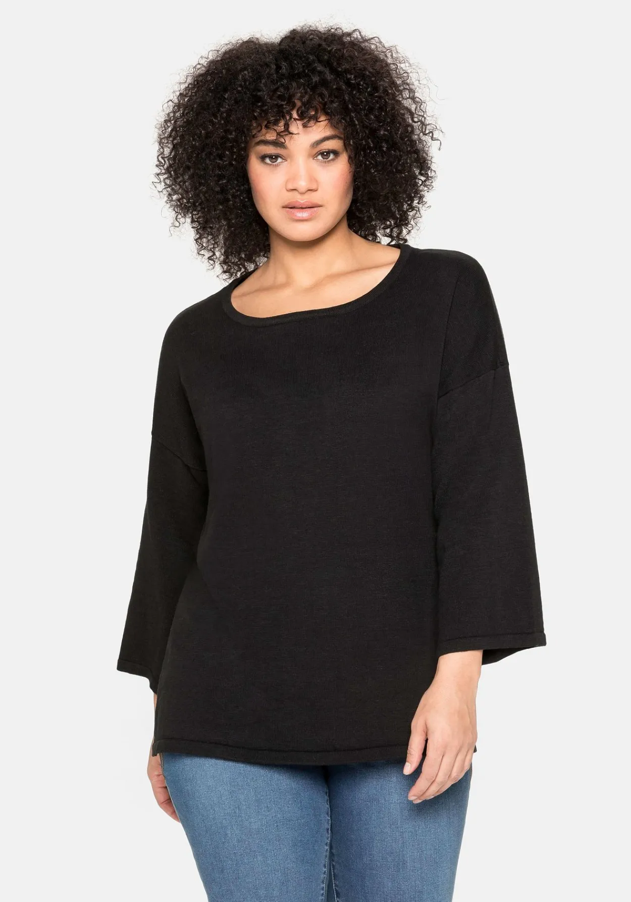 Pullover mit 7/8-Trompetenärmeln, aus Flammgarn<sheego Discount